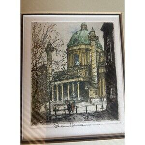 Original Hand Etchings by "ROBERT KASIMIR" St. Charles Church & Vienna Cityscape